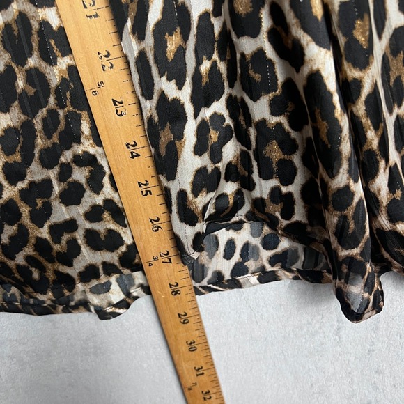 HAVER London Women Leopard Print Smocked Neck Blouse Top Size 1X Gold Metallic - Picture 7 of 11